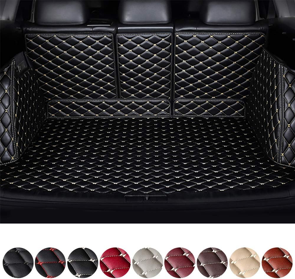 Black & Beige Waterproof Non-Slip Leather Trunk Mat Pack of 2 X299796