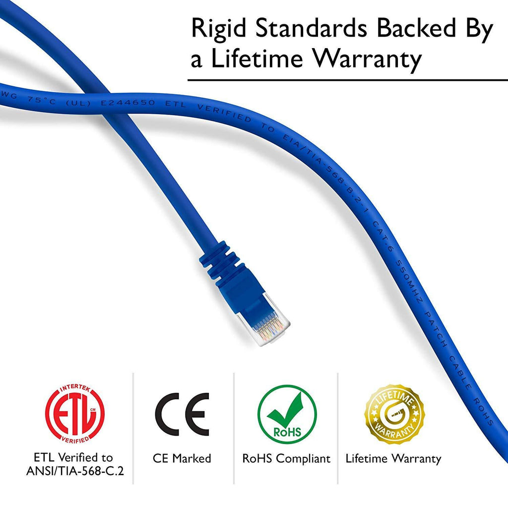 Cat6 Ethernet Patch Cable 50 Pack 0.5 Feet Blue Y287737