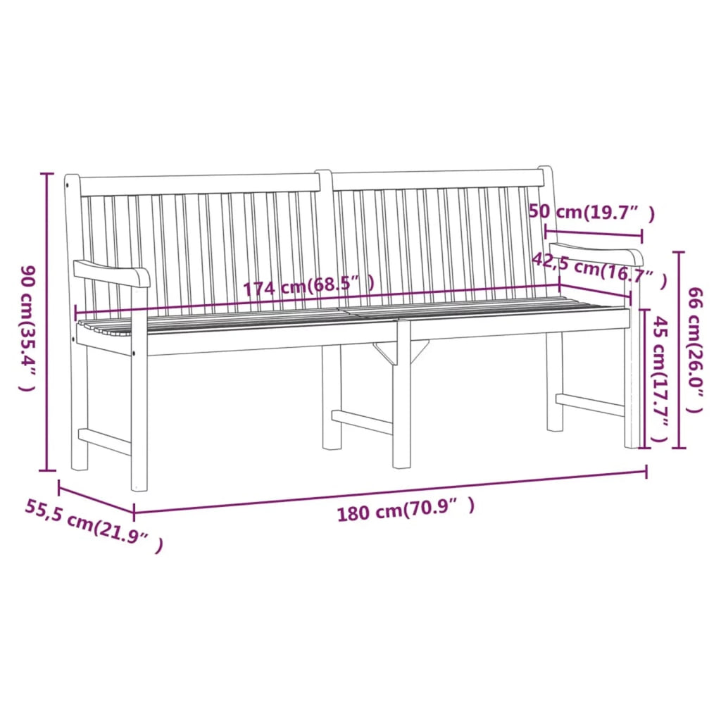 70.9" Solid Acacia Wood Patio Bench S100692