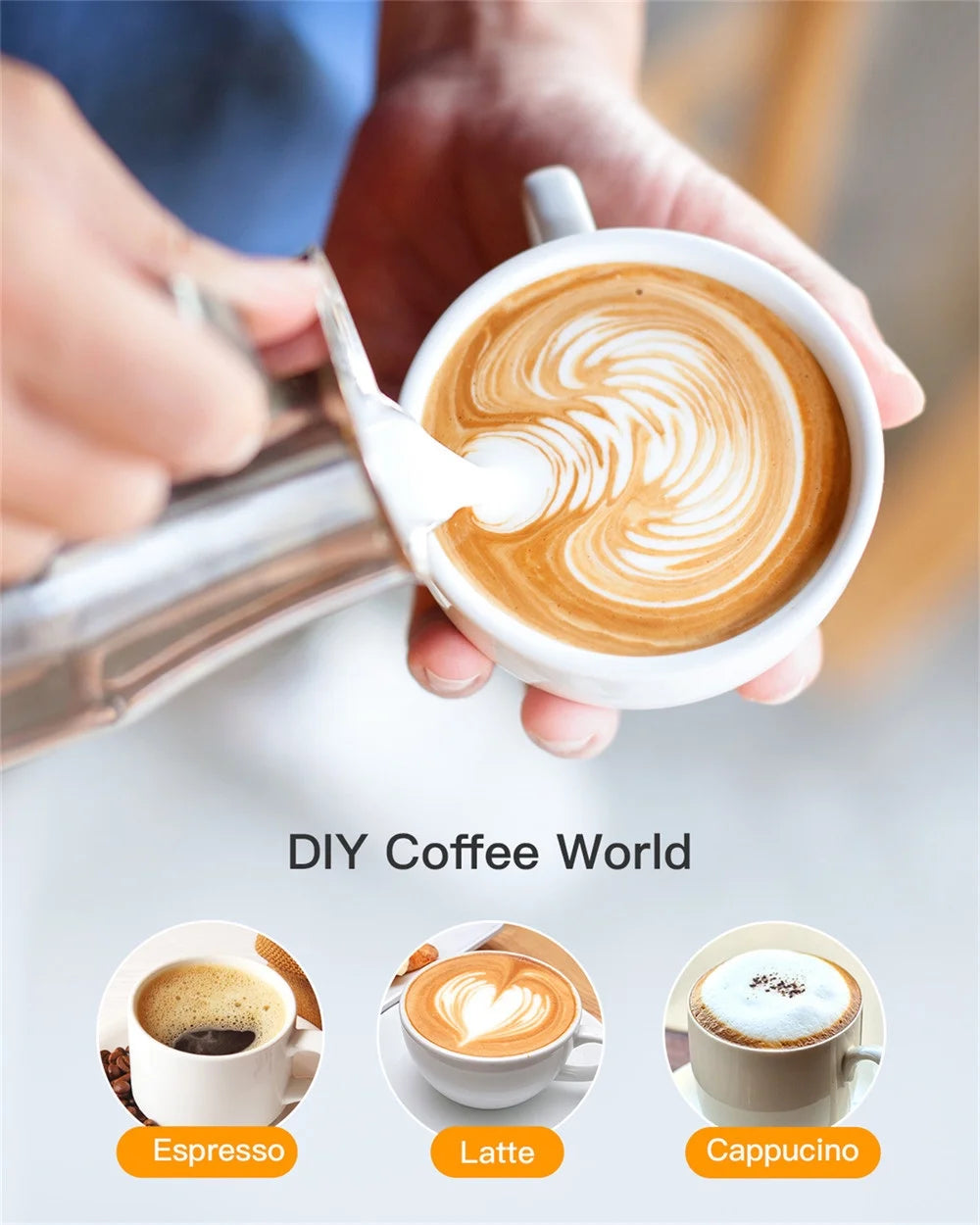 Black Coffee Maker with Milk Frother F330