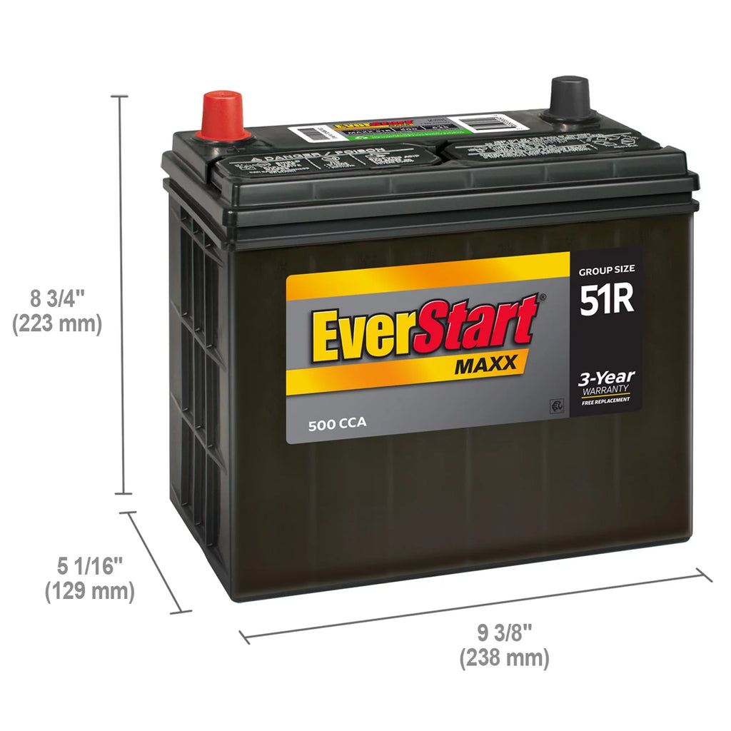 Lead Acid Automotive Battery Group Size 51R 12 Volt 500 CCA J76945