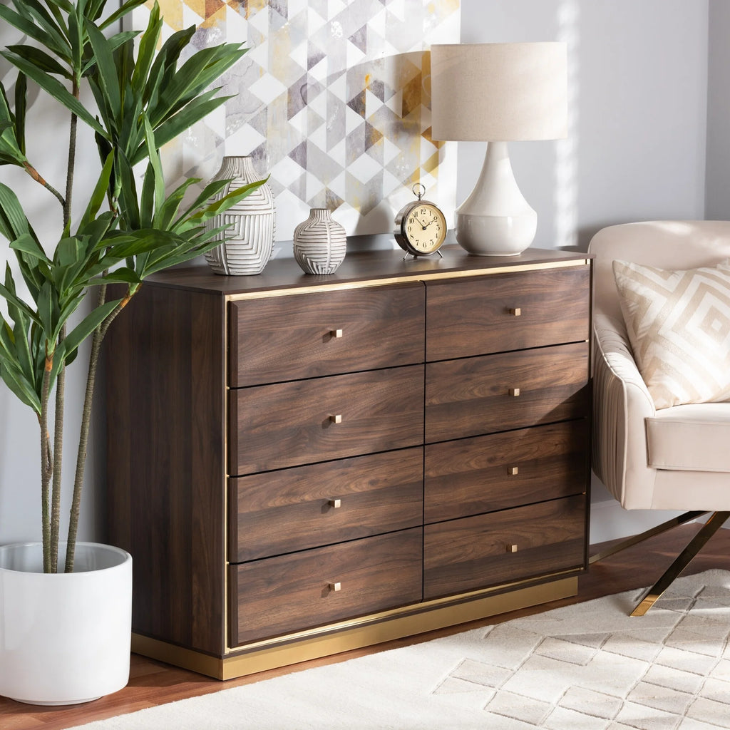 Espresso Brown 8 Drawer Wood Dresser O716