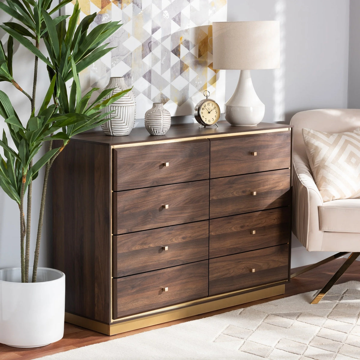 Espresso Brown 8 Drawer Wood Dresser O716