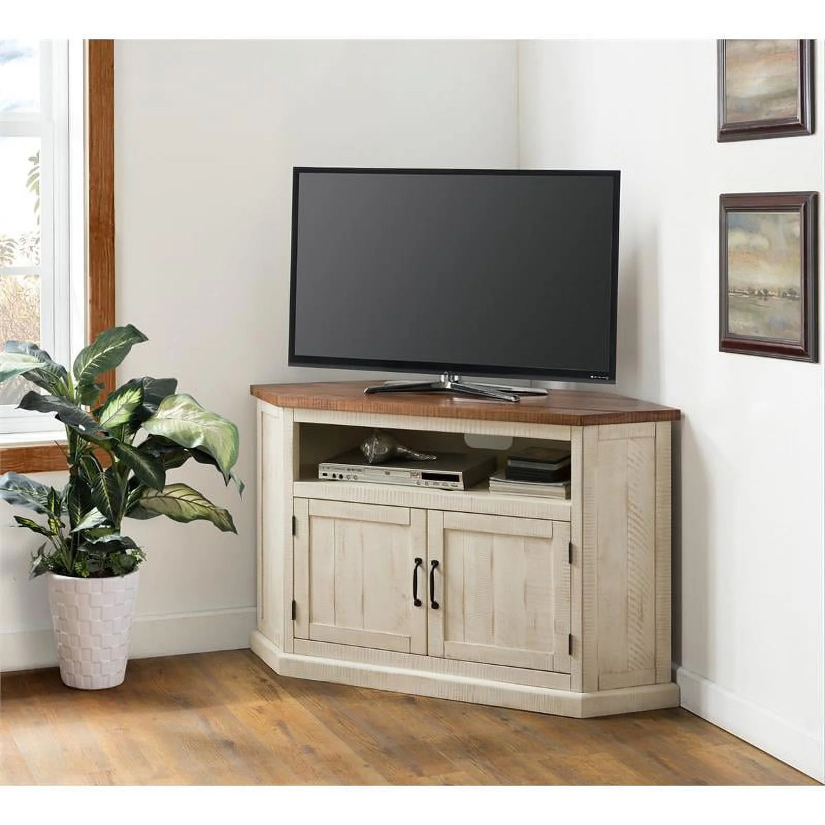 Rustic Wood Corner TV Stand N2371