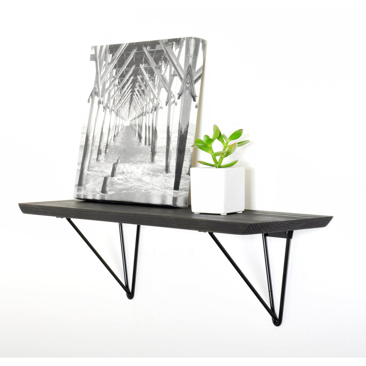 Black Wood Bracket Shelf R8347