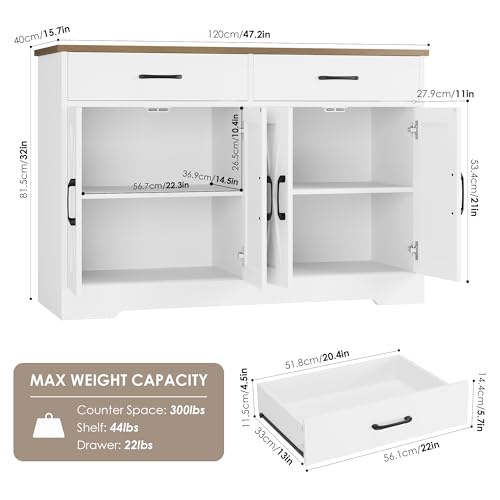 Black Rustic Brown Buffet Cabinet with Drawers and Shelves P889