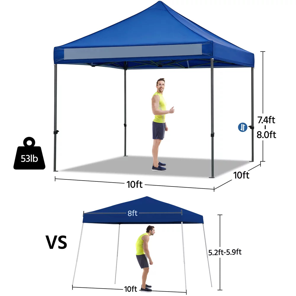Adjustable 10' x 10' Pop-up Canopy with Wheeled Carry Bag, Blue O3361