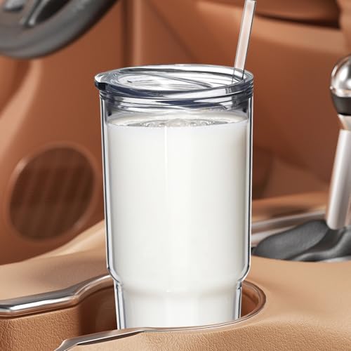 30oz 2 pcs Double Wall Acrylic Insulated Tumblers with Lid and Straw I6906