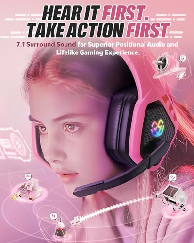 Wireless Gaming Headset with Microphone, 2.4 Ghz USB & Type-C, 30H Battery Q8789