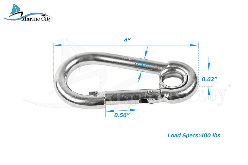 316 Stainless Steel 4 Inches Carabiners with Ring (4pcs) N571