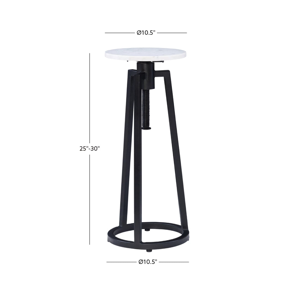 Black/White Marble Round Adjustable Height Drink Table C483690
