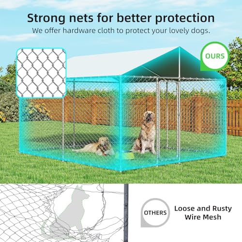 7.8x7.8 ft Outdoor Heavy Duty Dog Kennel with Waterproof Cover Roof and Security Lock N15997