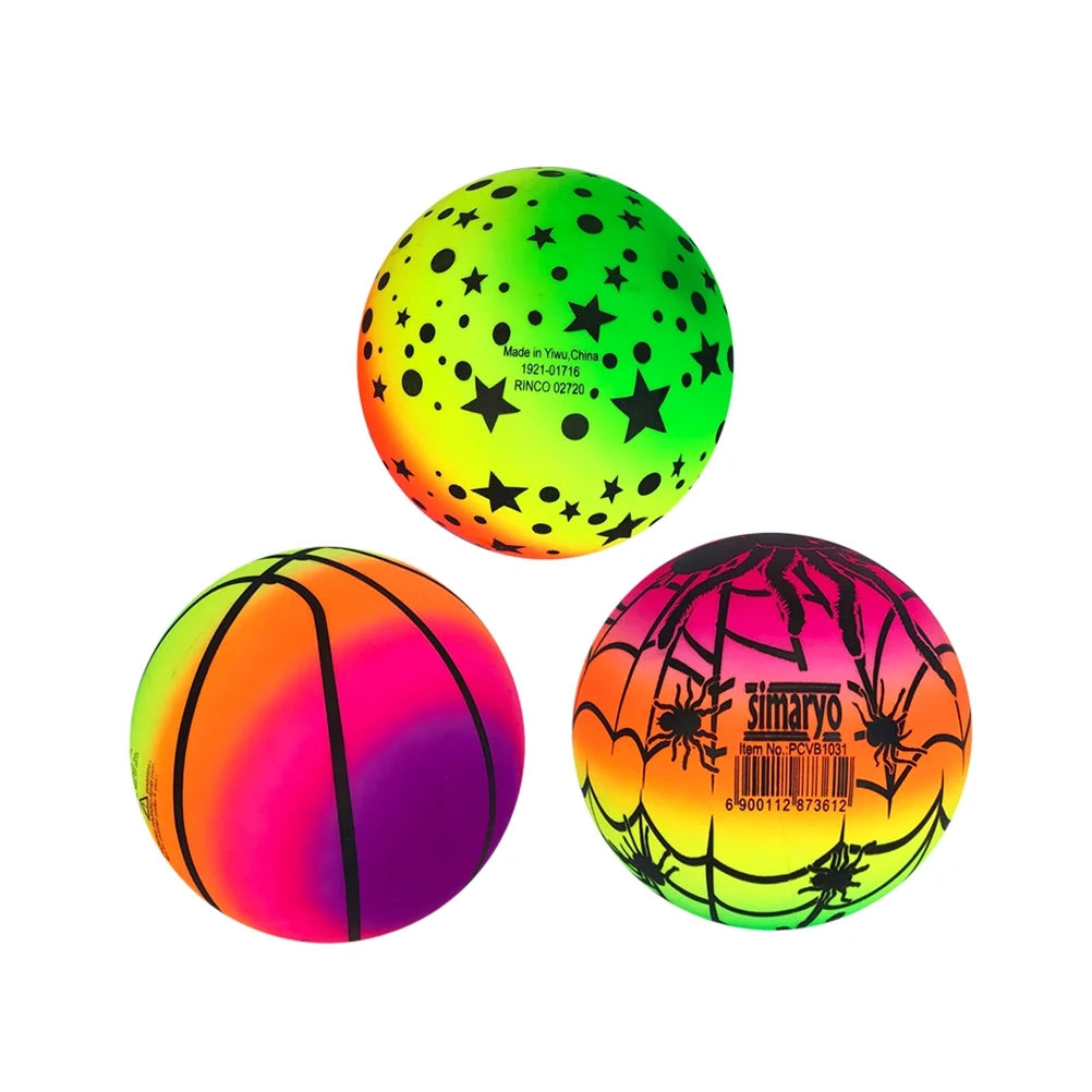 3 Pcs 16 CM Rainbow Balls Elastic PVC Beach Play Ball Children Toy T9756