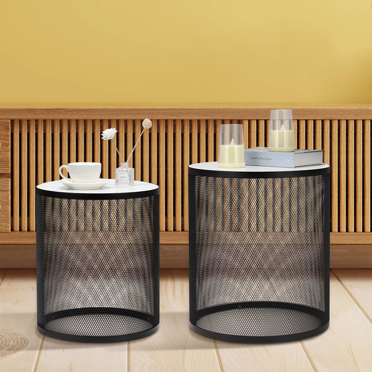 Black Metal Nesting Table Set of 2 E9773