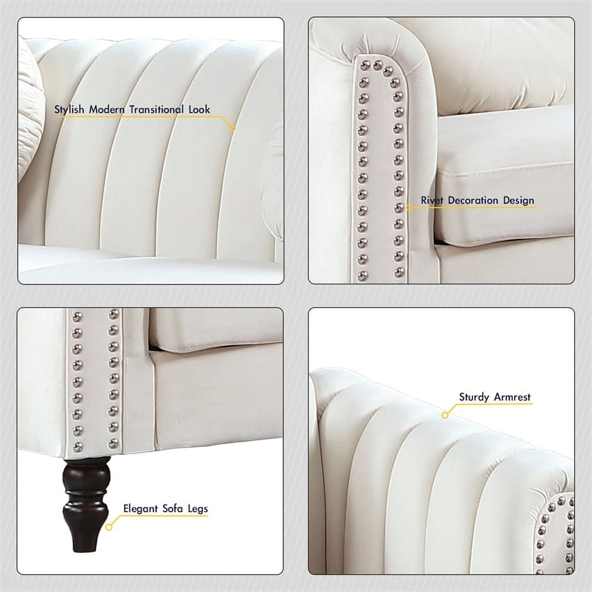 3 Piece Velvet Sofa Loveseat and Chair S15423