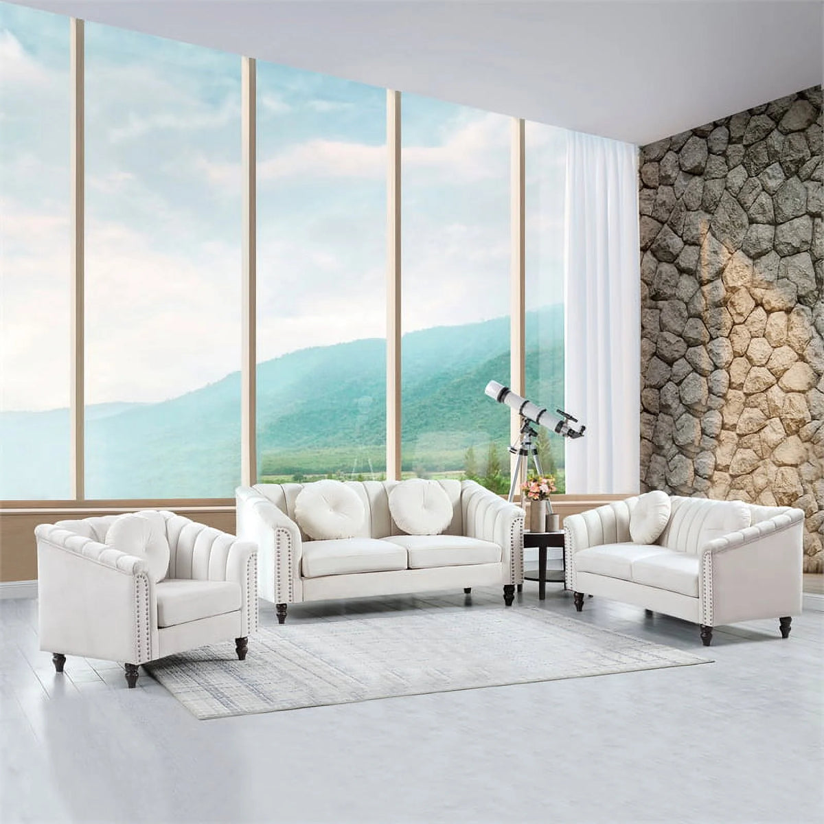 3 Piece Velvet Sofa Loveseat and Chair S15423