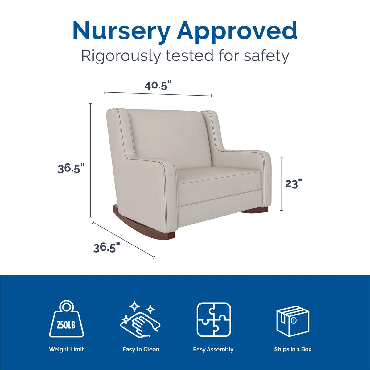 Beige Microfiber Double Rocker Chair V607