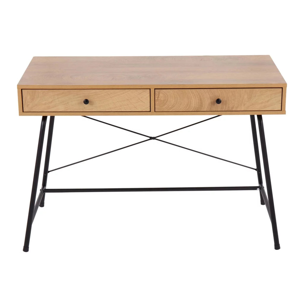 Black Steel Brown Wood Industrial Desk Q16781