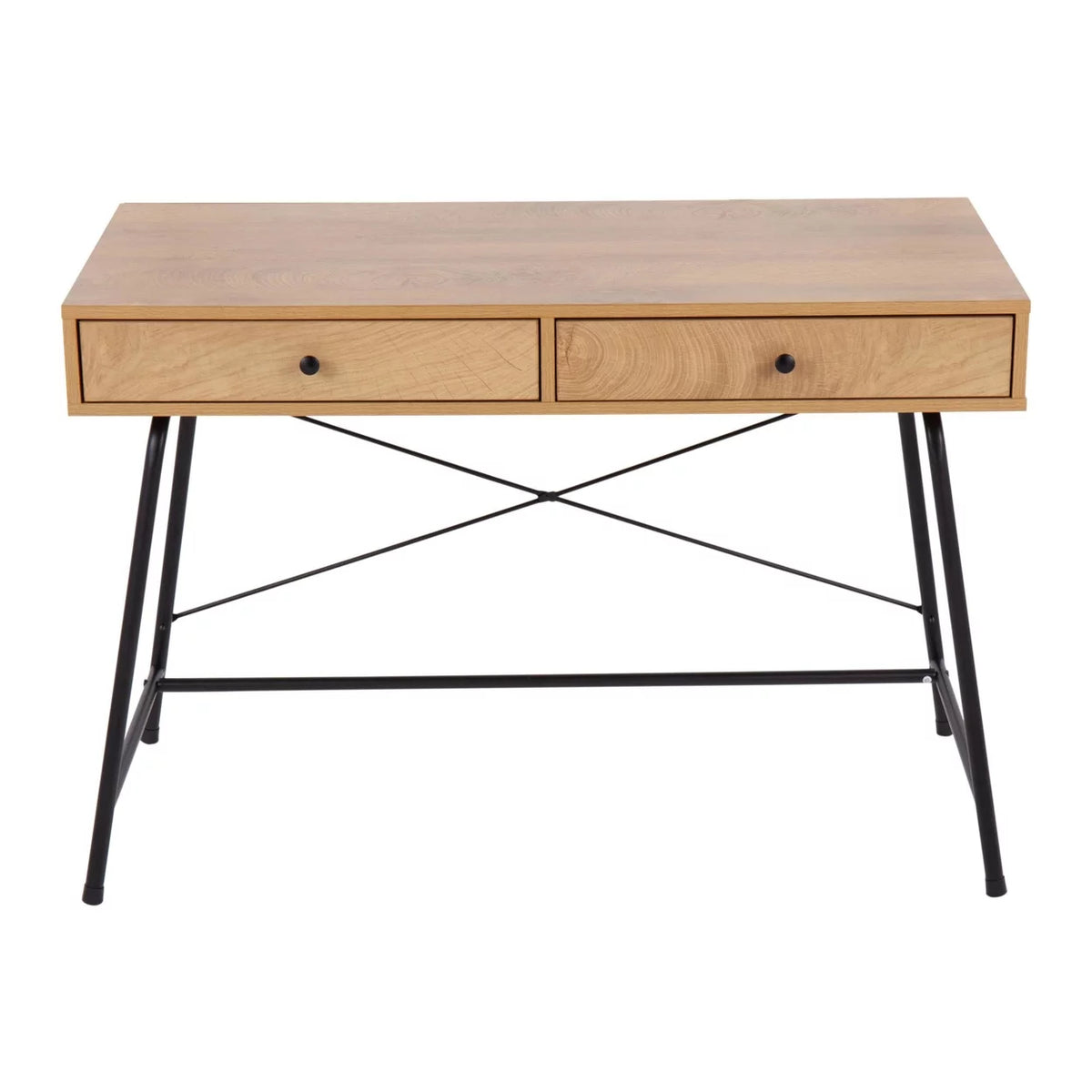 Black Steel Brown Wood Industrial Desk Q16781