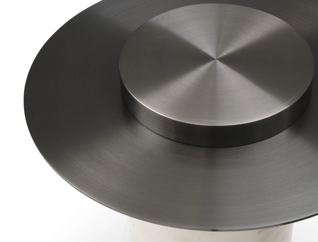 Side Table with Stainless-Steel Top and Wood Base A284998