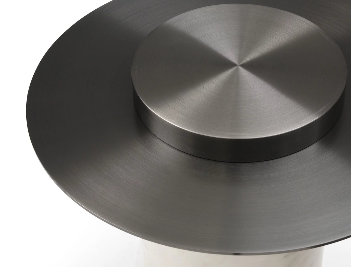 Side Table with Stainless-Steel Top and Wood Base A284998