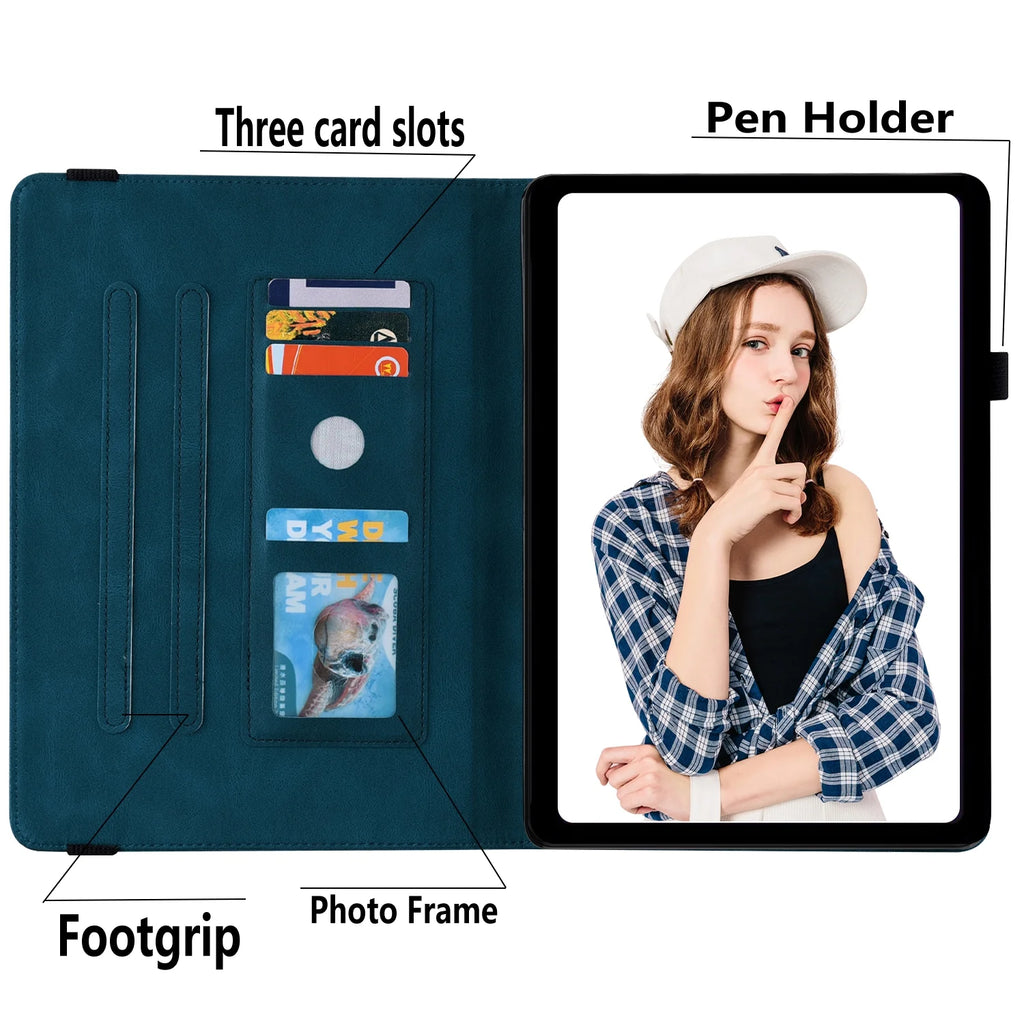 Blue PU Leather Folio Stand Cover for iPad 10th Gen Q23588
