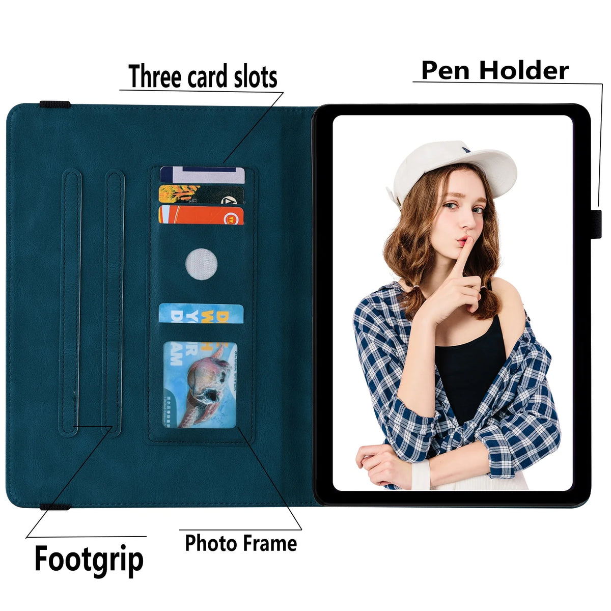 Blue PU Leather Folio Stand Cover for iPad 10th Gen Q23588