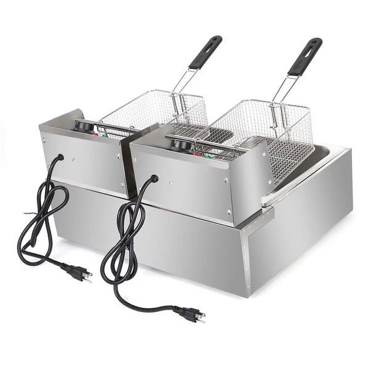 Stainless steel double-cylinder electric countertop deep fryer 12.7QT 12L 5000W X8291