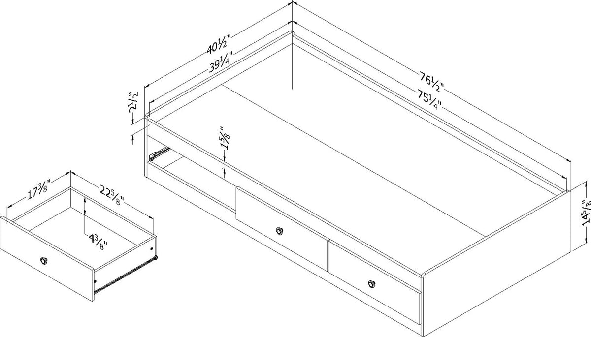 Gray Oak 3 Drawer Bed I6336