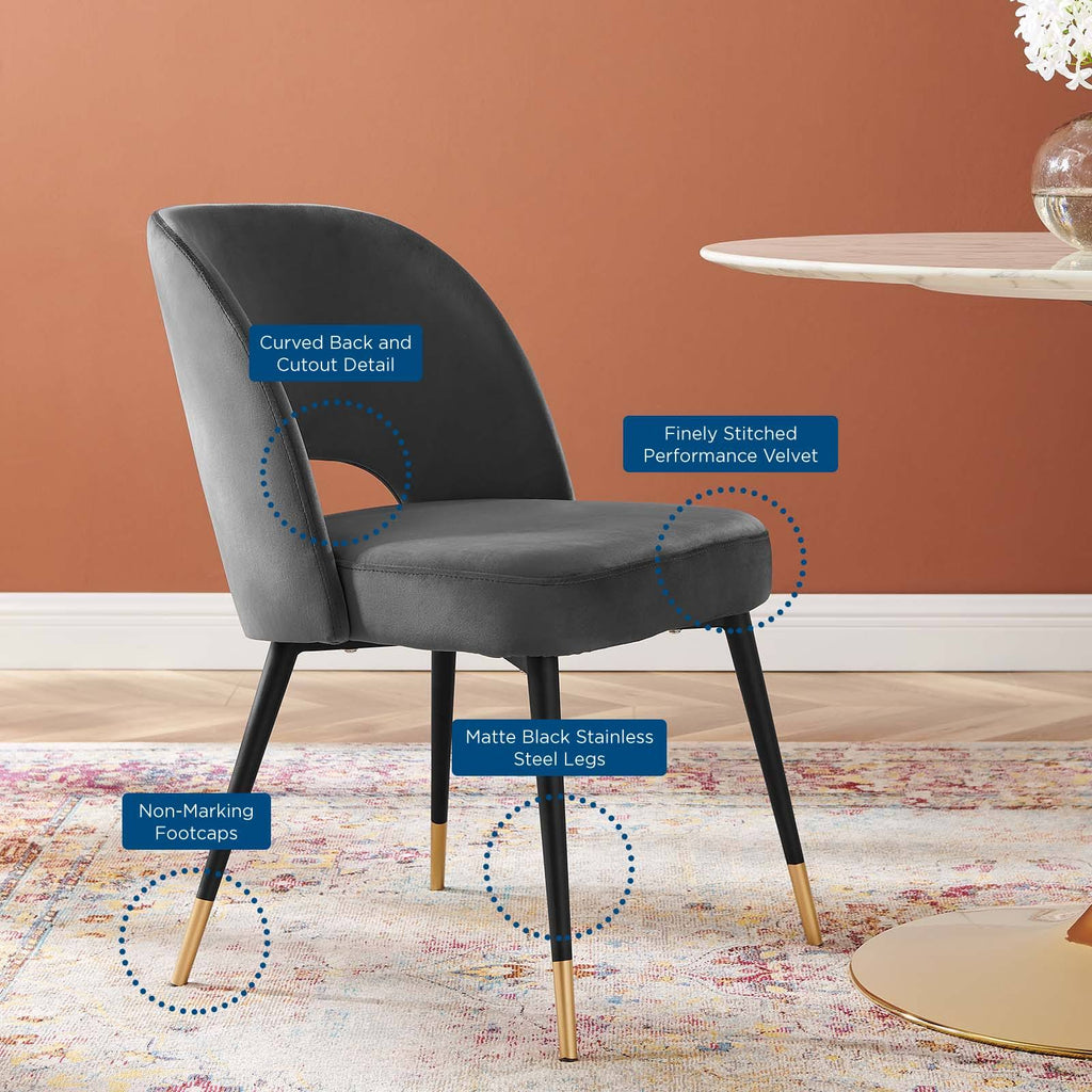 Navy Performance Velvet Dining Side Chair J96696
