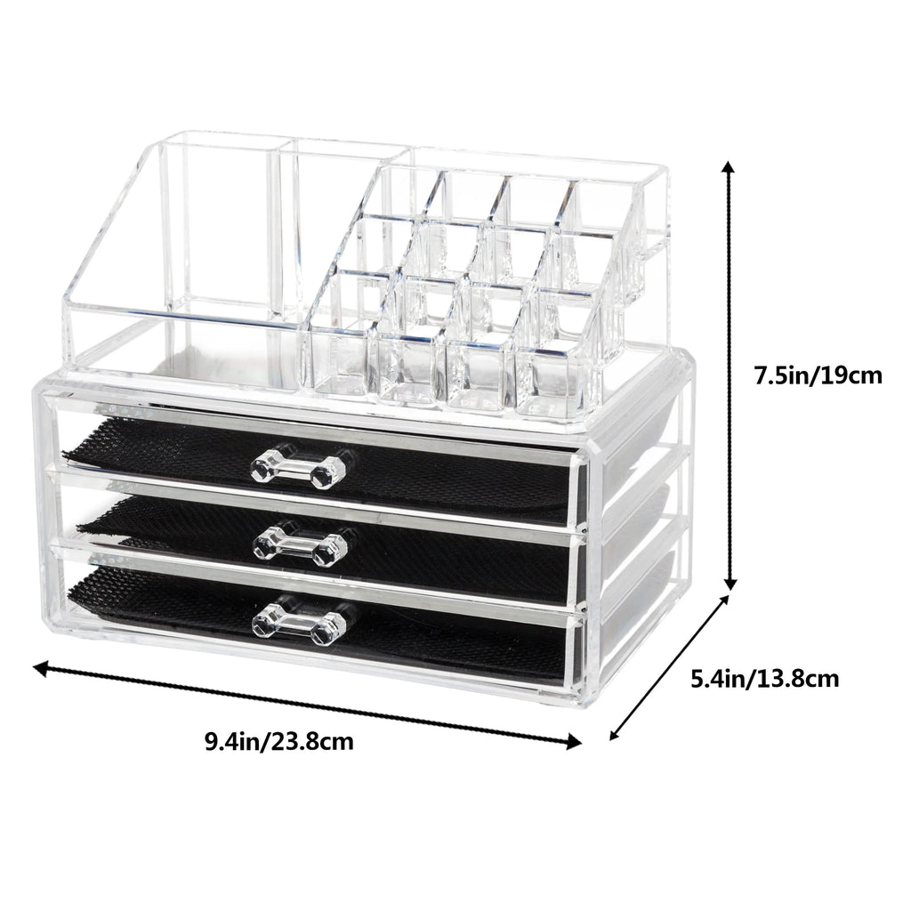Clear Acrylic 3 Drawer Cosmetic Organizer I307