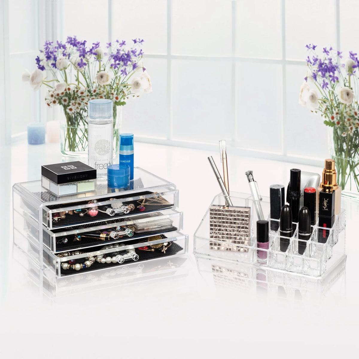 Clear Acrylic 3 Drawer Cosmetic Organizer I307