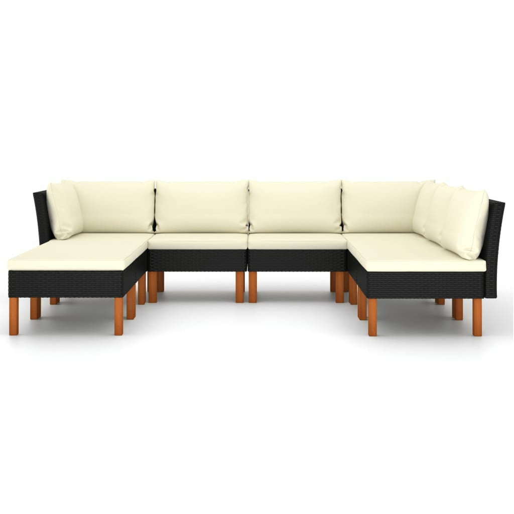 Black Poly Rattan 8 Piece Patio Set with Cushions G8297