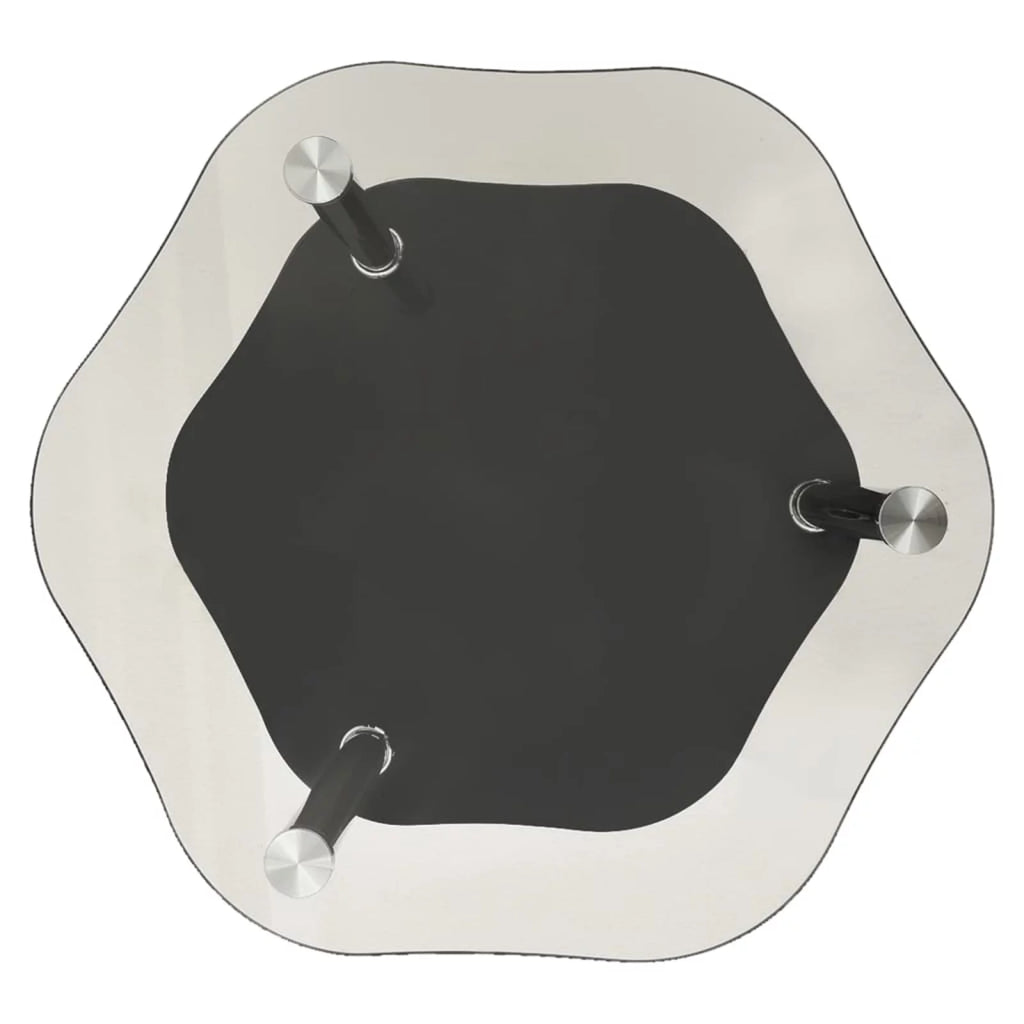 2-Tier Transparent and Black Tempered Glass Side Table M1139