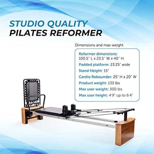 Chrome Black Padded Pilates Reformer with Cardio Rebounder K557577