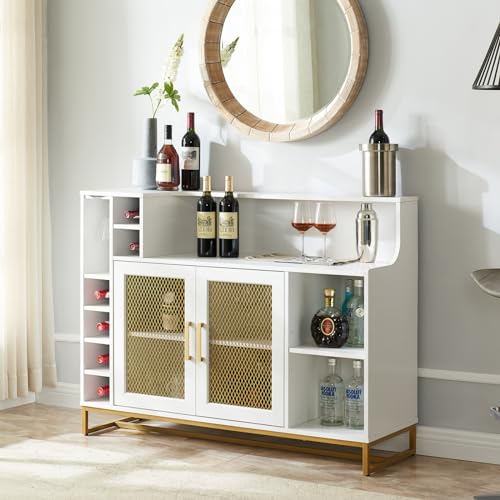 White Wine Bar Cabinet with Wine Rack J72608