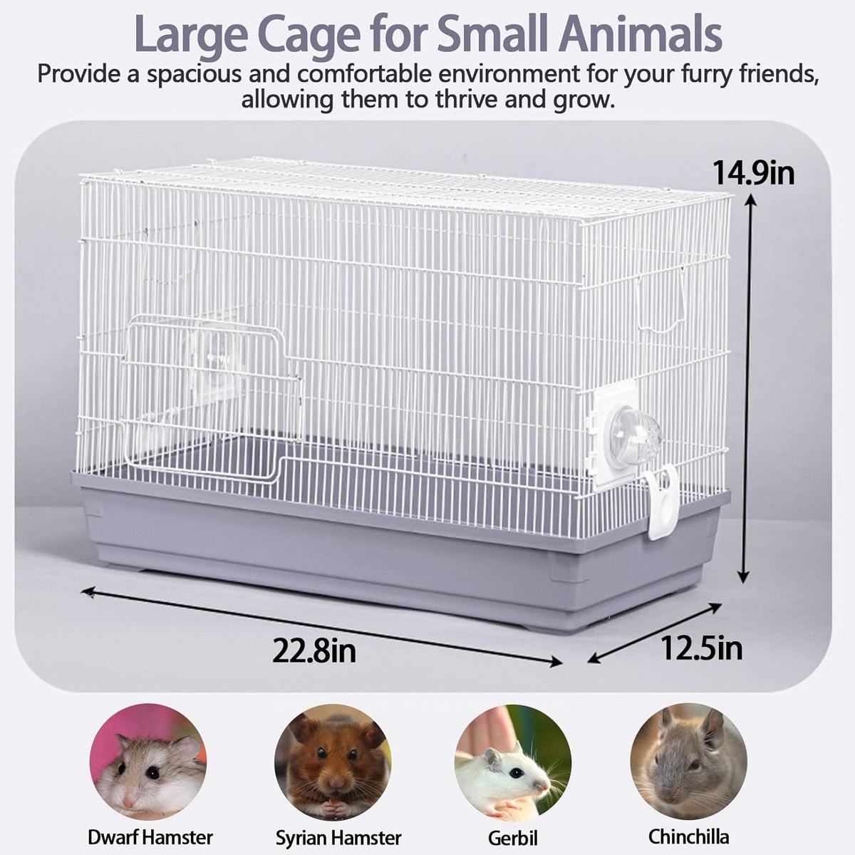 Large 3-Levels Grey Hamster Cage with Accessories J550