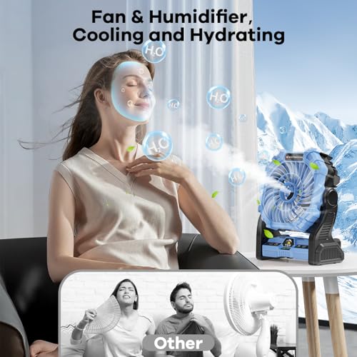 30000 mAh Rechargeable Portable Misting Fan with RGB Lantern Y336563