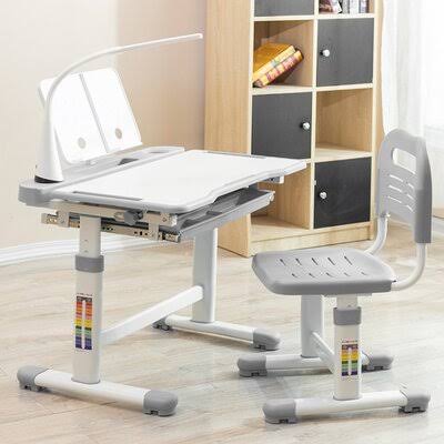 Height Adjustable Kids Desk and Chair Set with Tilt Desktop and Storage B738216