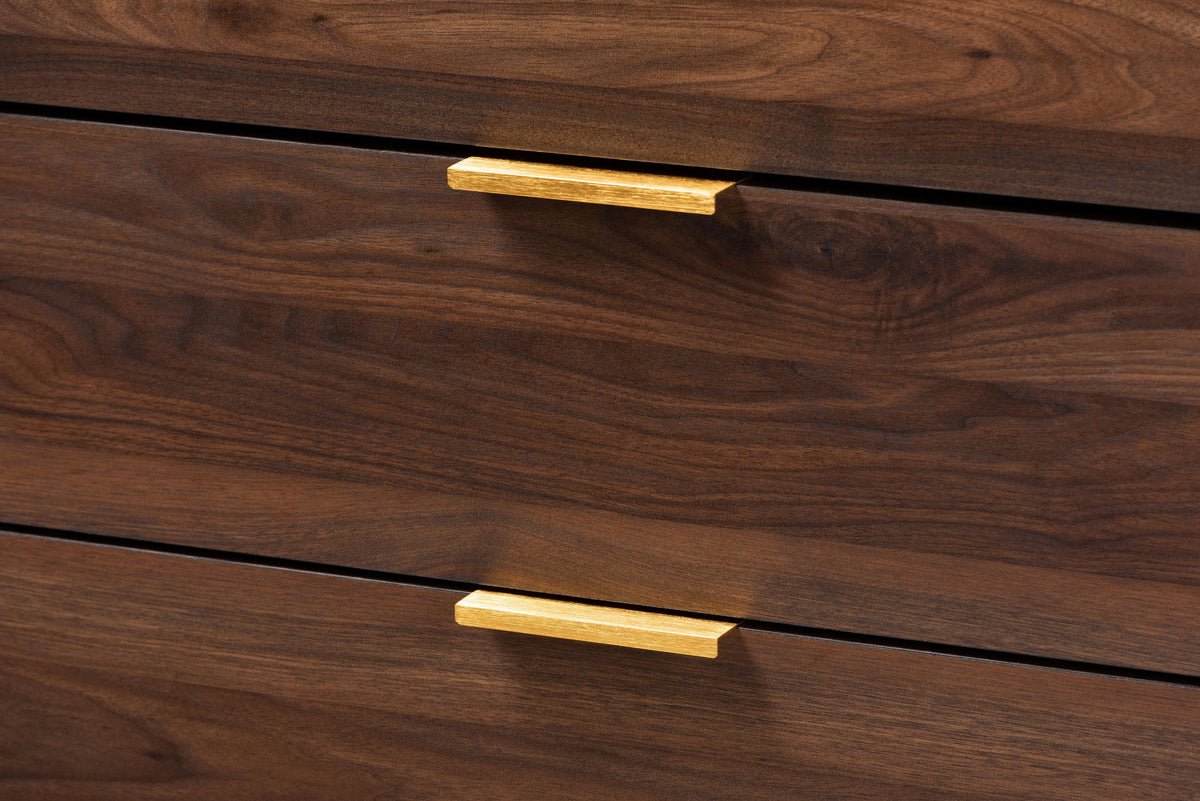 Walnut Brown 5-Drawer Wood Chest W98996