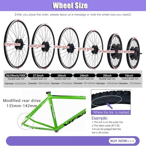 48V 1000W/1500W Rear Wheel Electric Bicycle Hub Motor Kit G295