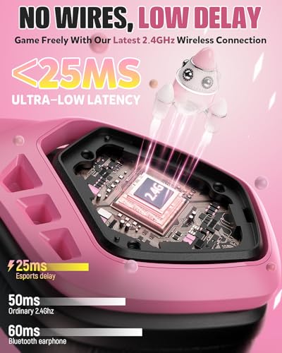 Wireless Gaming Headset with Microphone, 2.4 Ghz USB & Type-C, 30H Battery Q8789