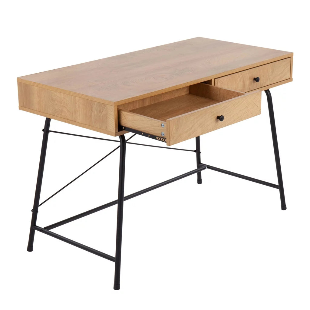 Black Steel Brown Wood Industrial Desk Q16781