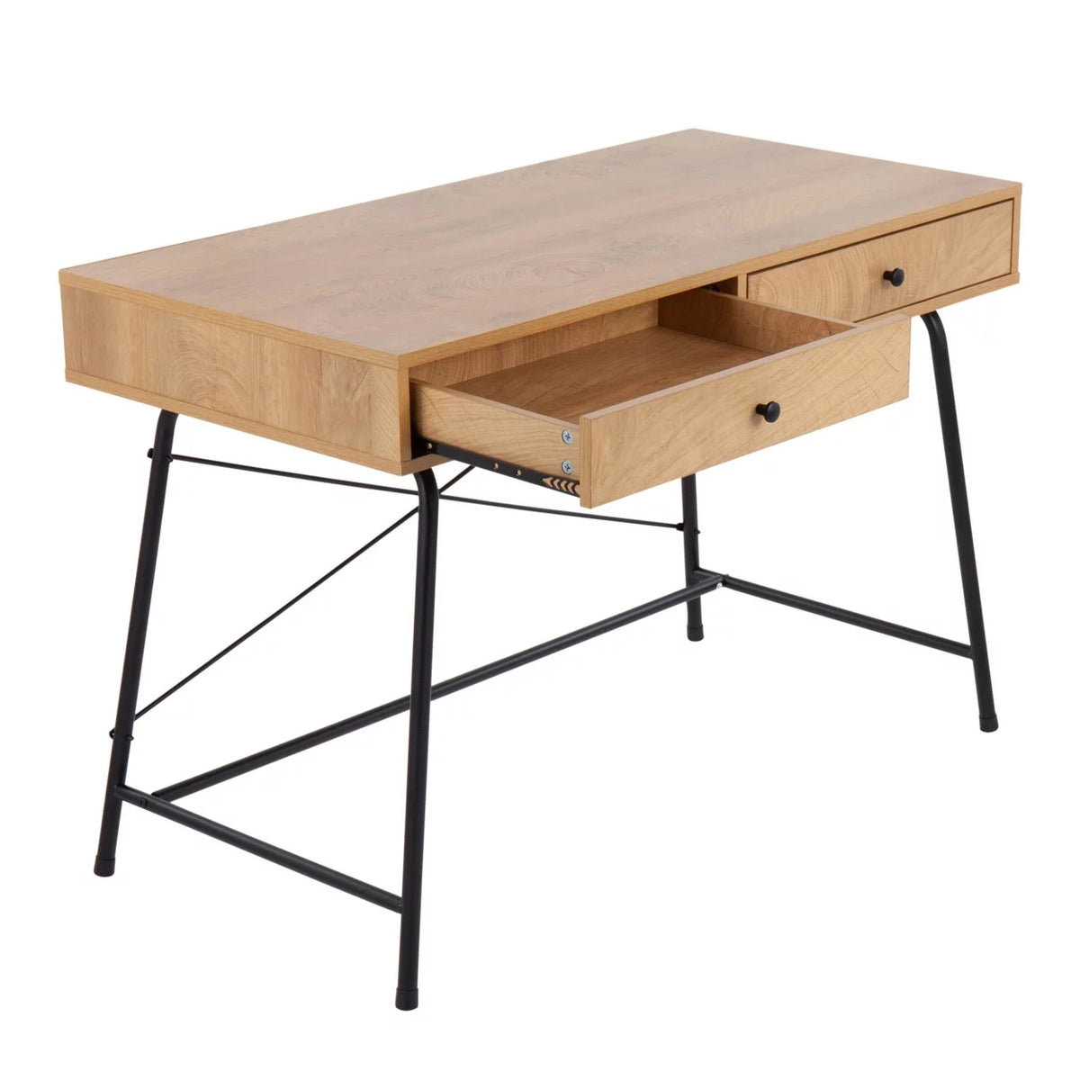 Black Steel Brown Wood Industrial Desk Q16781