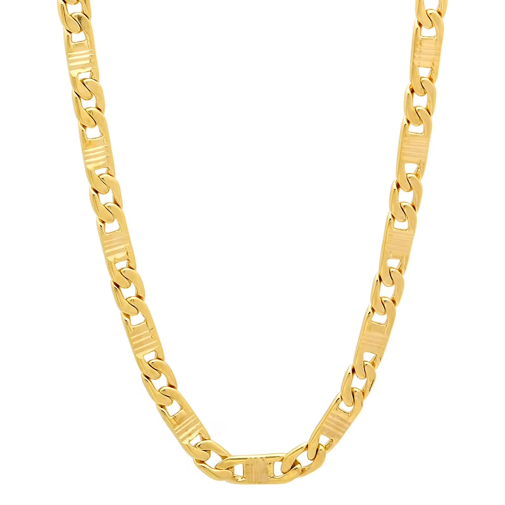 14k Yellow Gold Plated Mariner Choker Chain Necklace, 16 inches J242484