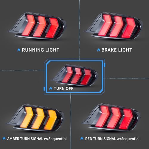 LED Rear Lights with Sequential Turn Signal, Clear Lens Taillight Assembly W190812