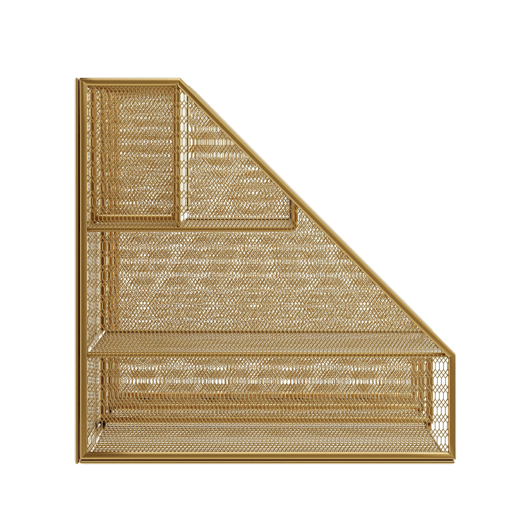 Gold Mesh Metal Desktop Organizer with Magazine File Holder N5054