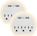 2 Pack White USB Outlet Extender with Night Light P863298