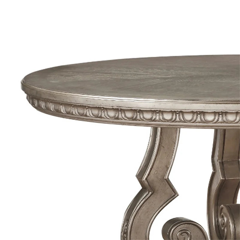 Champagne Gold Wooden Dining Table with Pedestal Base N252889