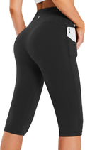 Women's Capris with Pockets High Waisted Stretch Yoga Capri Leggings R989